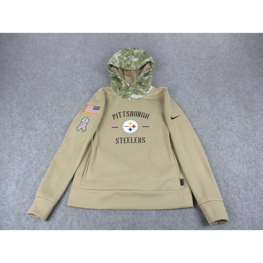 Pittsburgh Steelers Hoodie Mens Small Beige Nike NFL Football Salute To Service